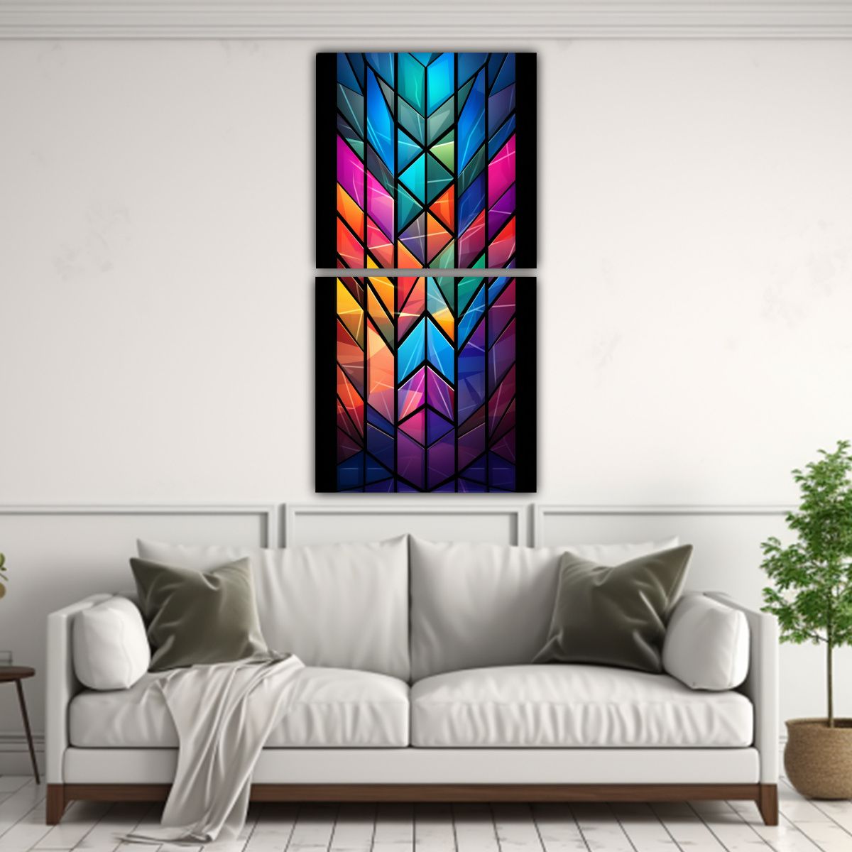 GENERICO - Díptico Cuadro Living Prisma Cristal Lienzo 30x60 Cm