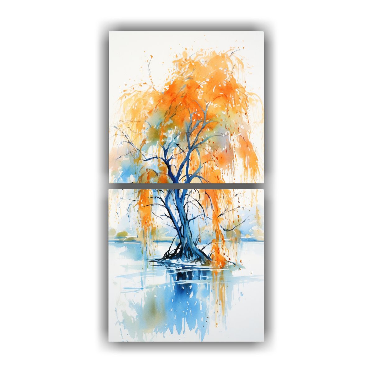GENERICO - Venta De Dos Lienzos De Tela Armonía A Un Sauce 40x80 Cm