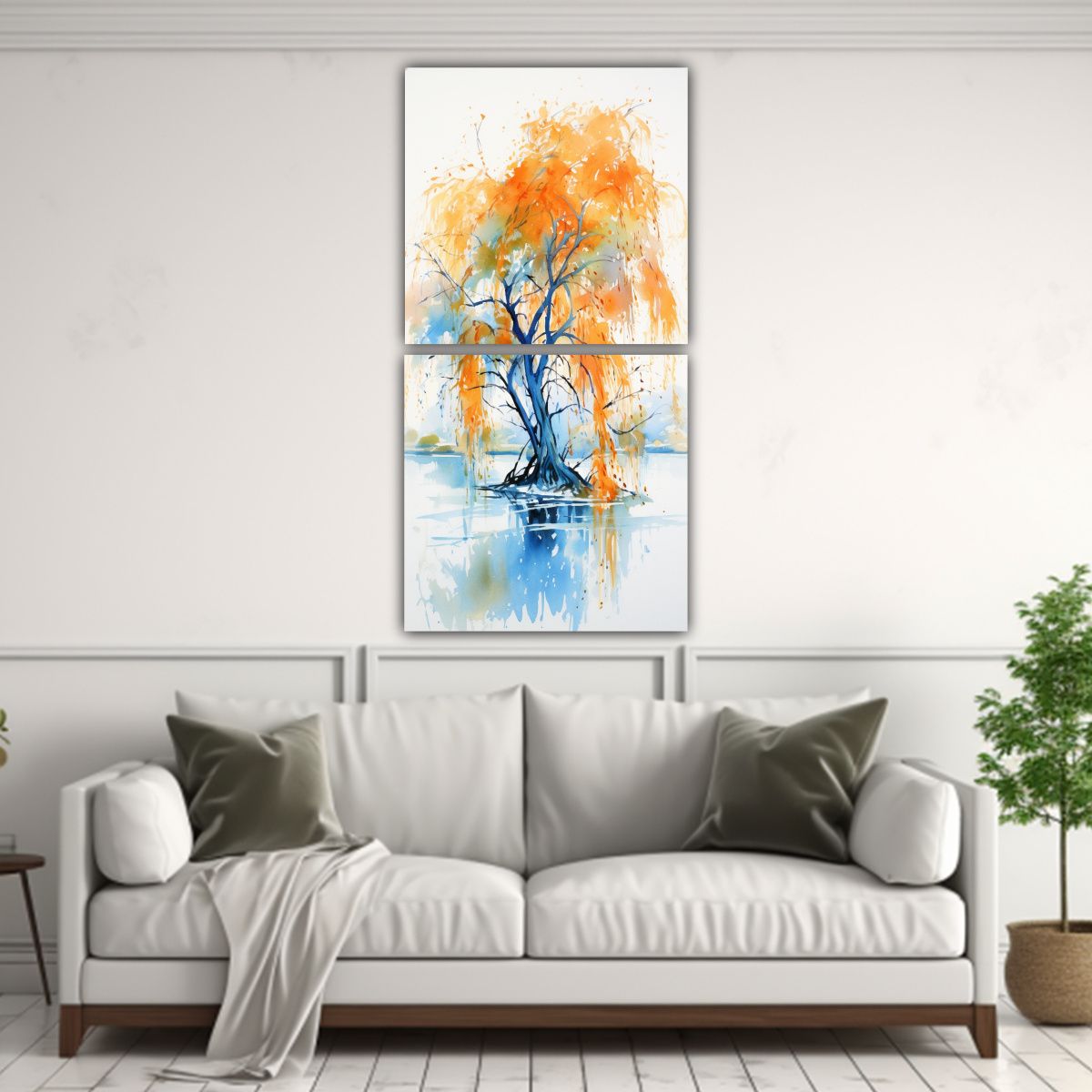 GENERICO - Venta De Dos Lienzos De Tela Armonía A Un Sauce 40x80 Cm