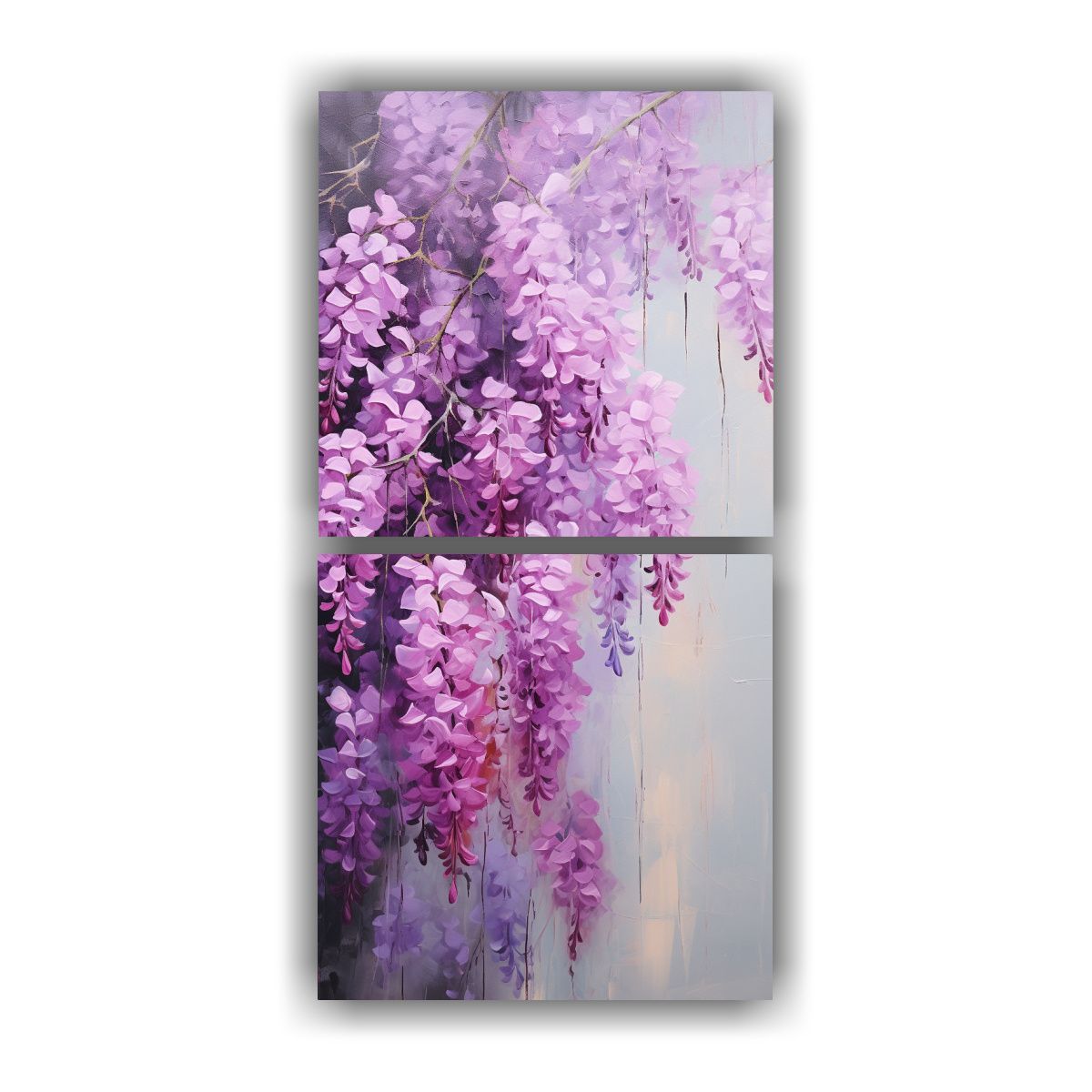 GENERICO - Pintura Abstracta De Flores De Glicina Detallada 50x100 Cm