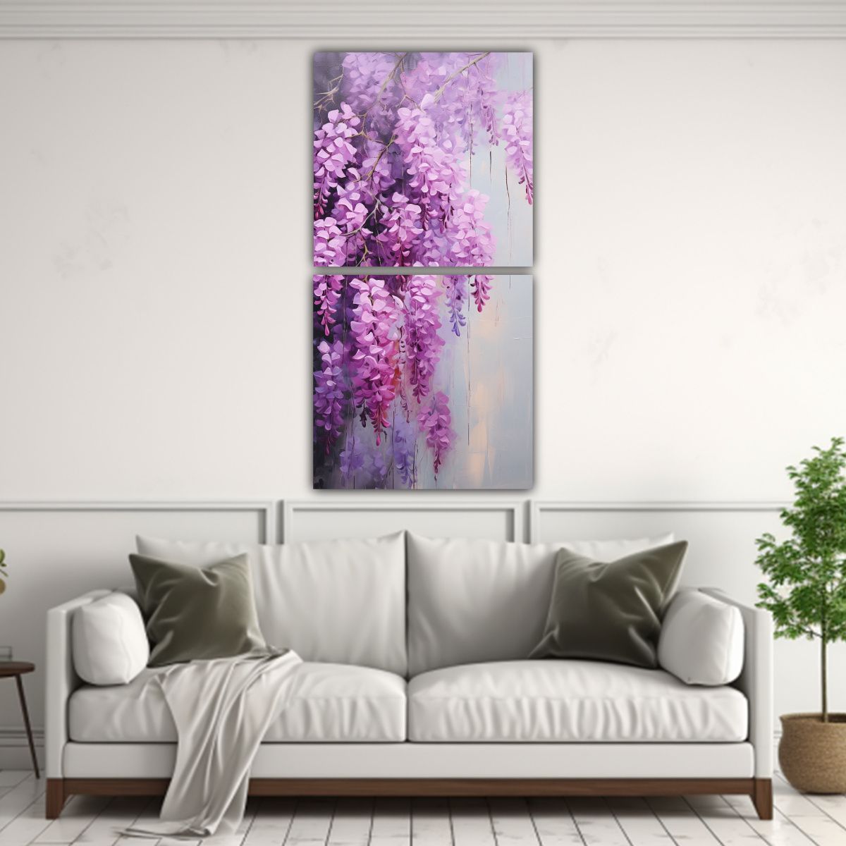 GENERICO - Pintura Abstracta De Flores De Glicina Detallada 50x100 Cm