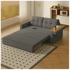 HOMER DESIGN - Sofa Cama 2 Cuerpo Alcenamiento Cama 1.5 Plazas Con Cargador