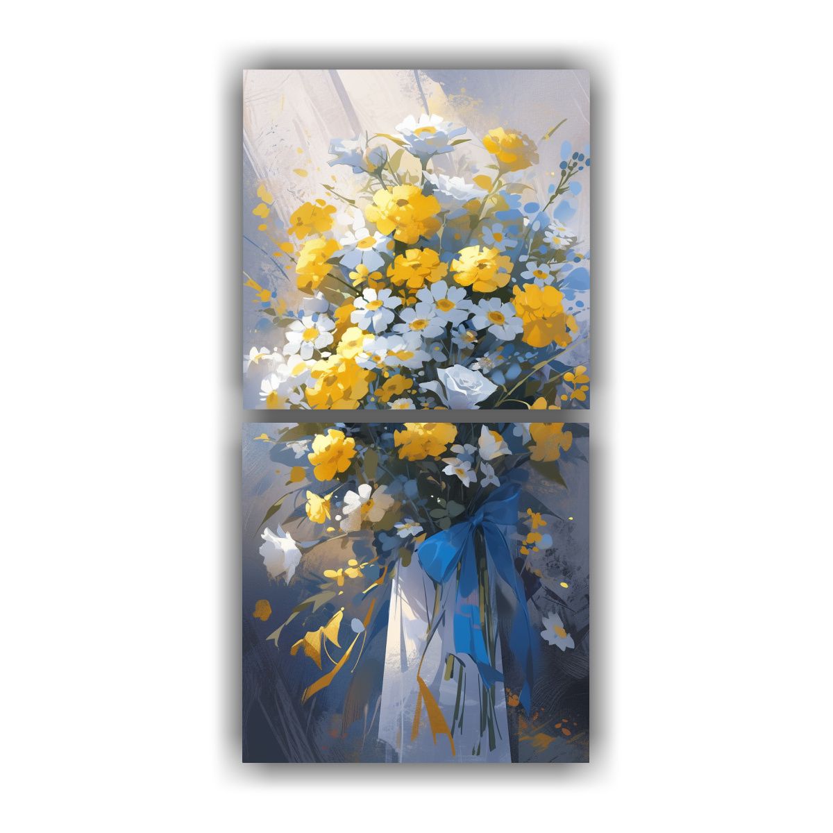 GENERICO - Cuadro Abstracto Amarillo Y Azul Con Esquema De 30x60 Cm