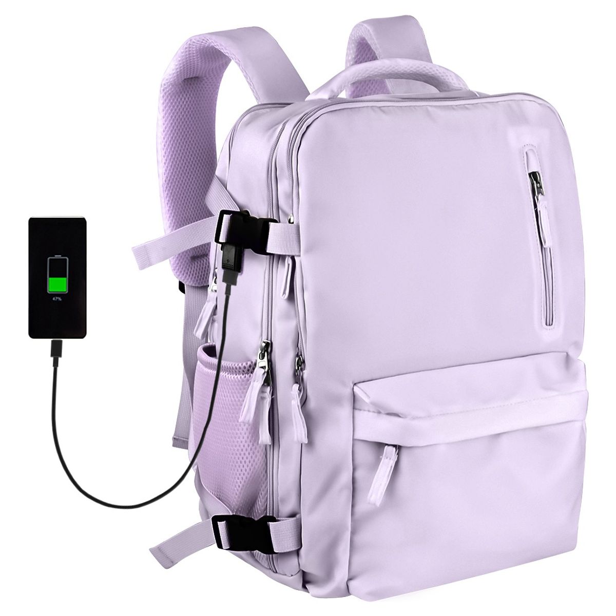 SUPERCENTER - Mochila De Viaje De Gran Capacidad Con Hombros Usb Puerto Violeta