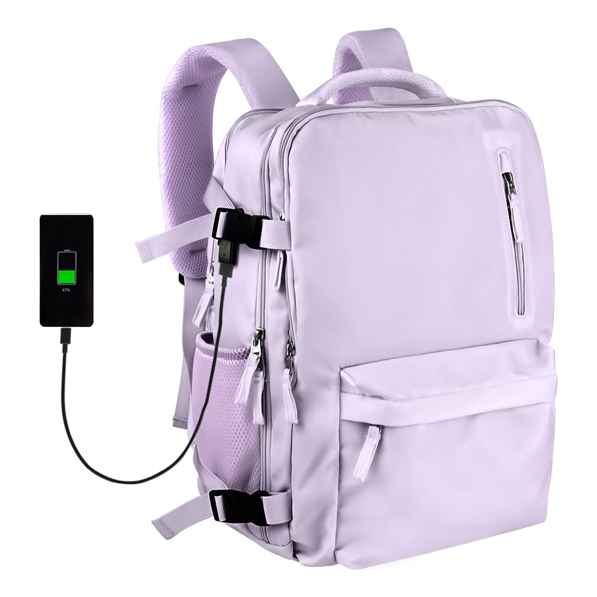 SUPERCENTER - Mochila De Viaje De Gran Capacidad Con Hombros Usb Puerto Violeta
