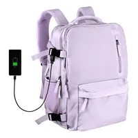 Mochila De Viaje De Gran Capacidad Con Hombros Usb Puerto Violeta