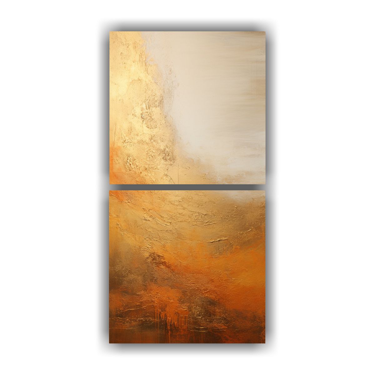 GENERICO - Pintura Abstracta Dorada Expresividad Dos Artes 40x80 Cm
