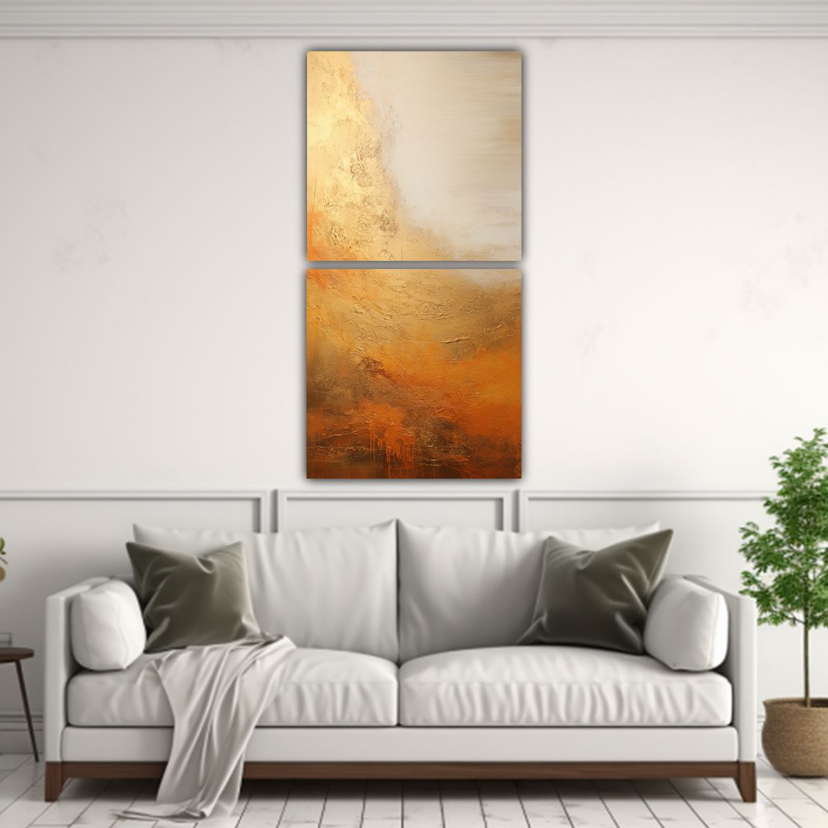GENERICO - Pintura Abstracta Dorada Expresividad Dos Artes 40x80 Cm