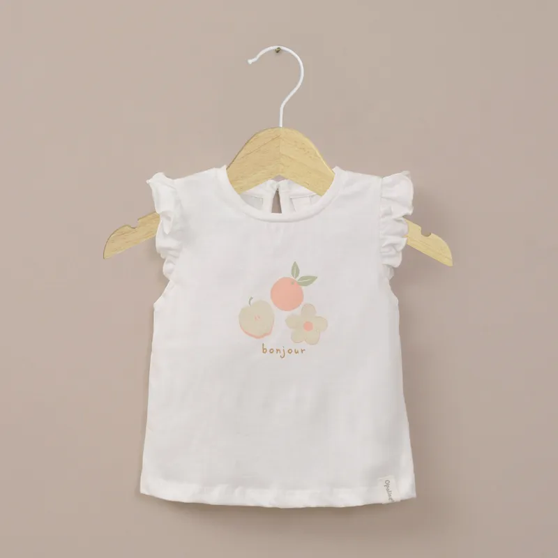 OPALINE - Polera blanca manga corta de niña