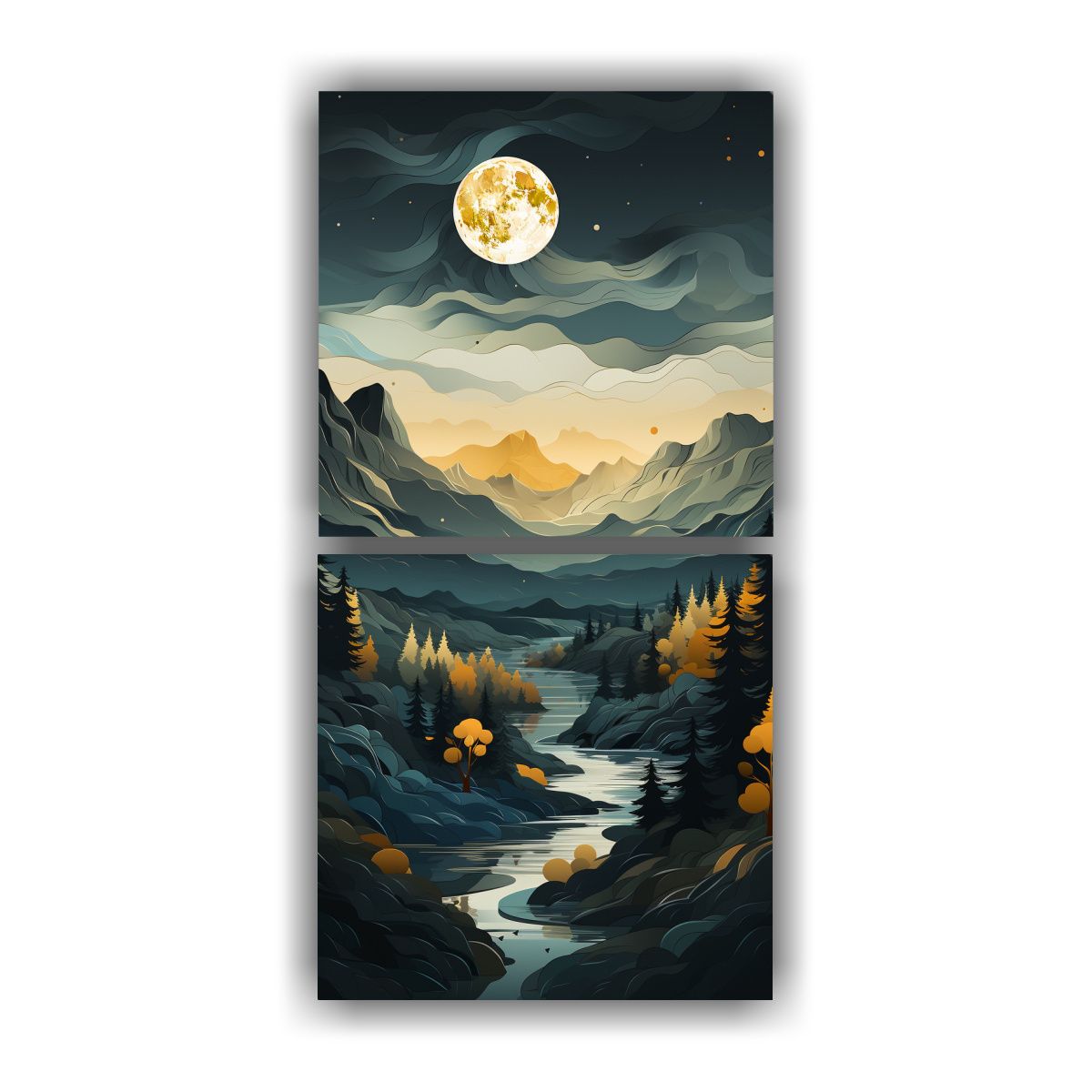 GENERICO - Cuadros Decorativos Minimalistas De Montañas En 30x60 Cm