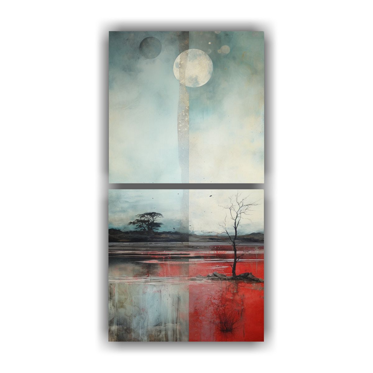 GENERICO - Set 2 Lienzos Pintura Mural Vertical Con Acuarela 50x100 Cm