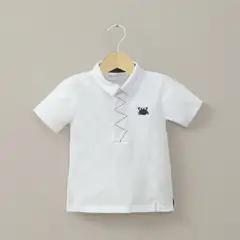 OPALINE - Polera con cuello camisero blanca de niño
