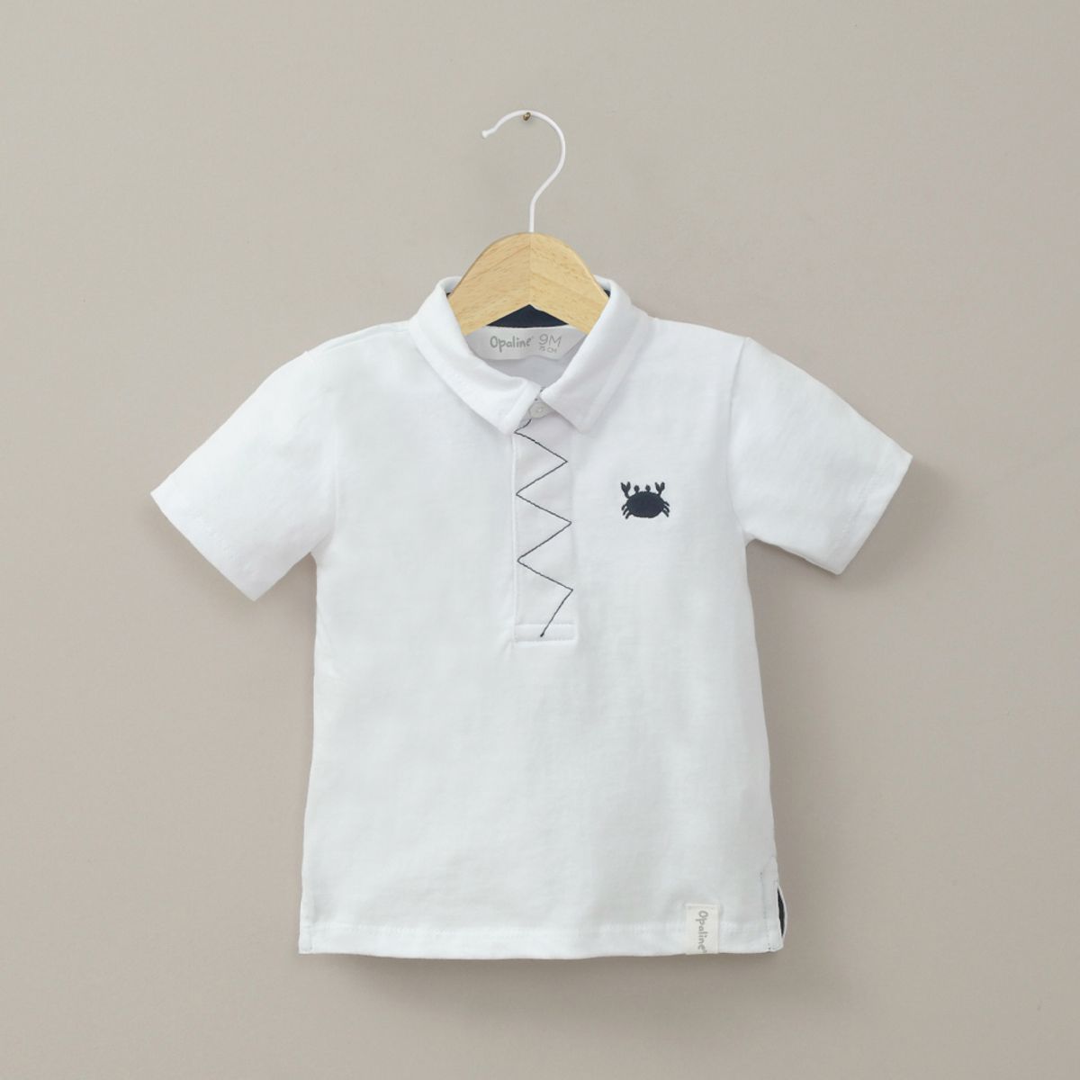 OPALINE - Polera con cuello camisero blanca de niño