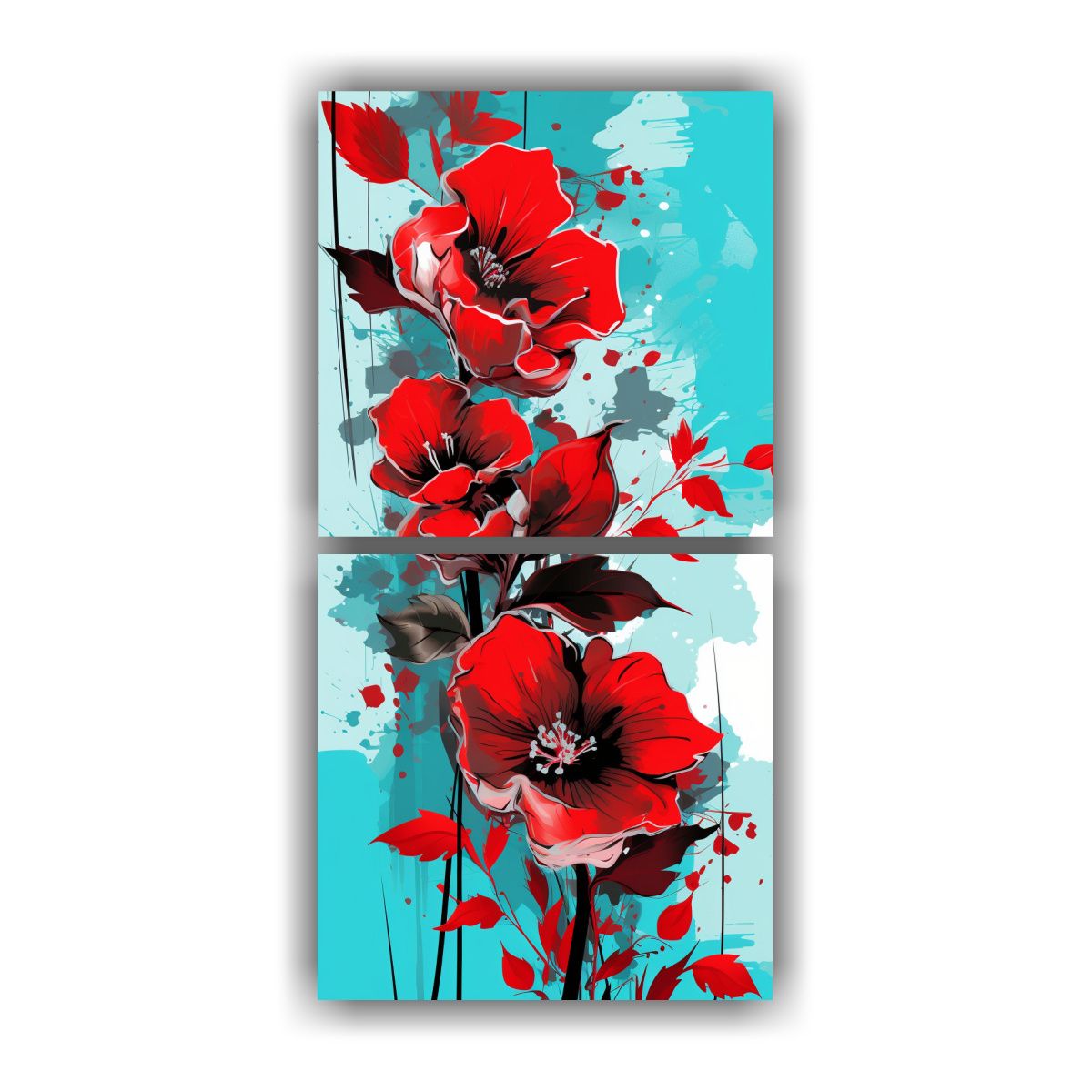 GENERICO - Artes Impreso Impresionante Rojo Y Turquesa 20x40 Cm