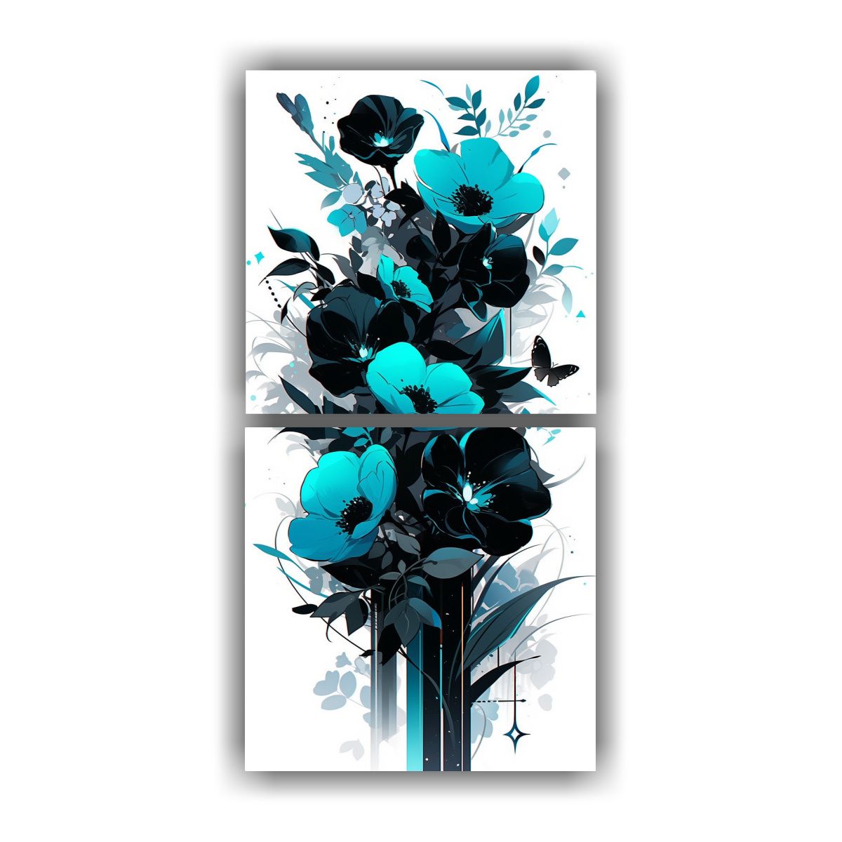 GENERICO - Set 2 Lienzos De Tela Vintage Formación Turquesa 50x100 Cm