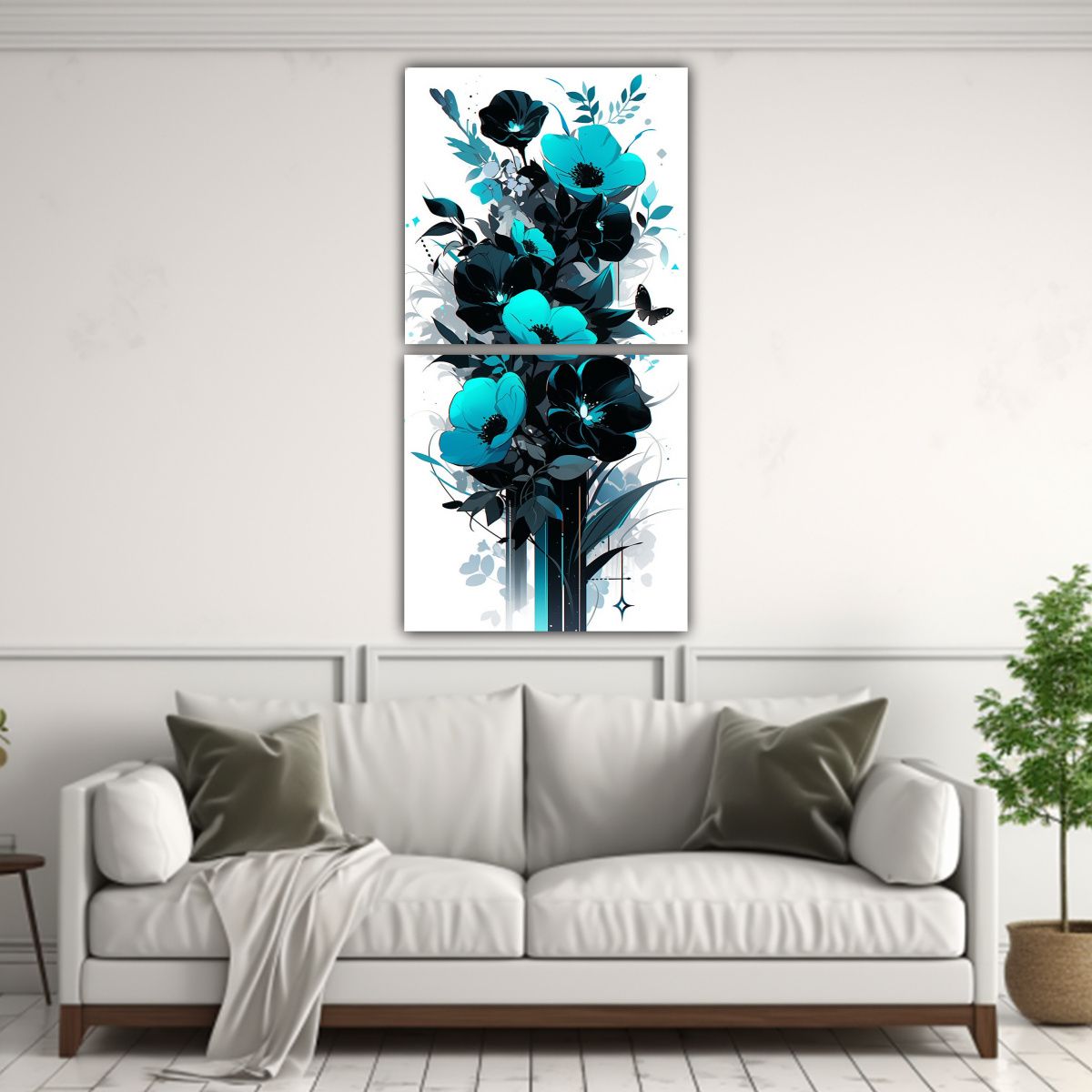 GENERICO - Set 2 Lienzos De Tela Vintage Formación Turquesa 50x100 Cm