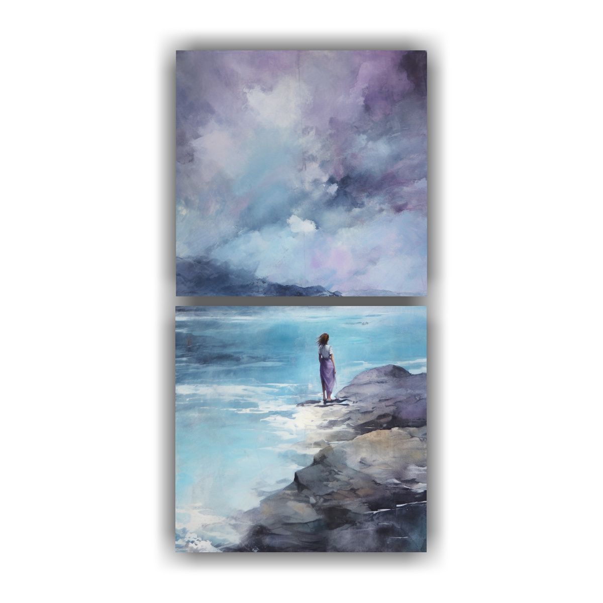 GENERICO - Cuadro Acuarela Personalidad Con Tonos Morados 50x100 Cm