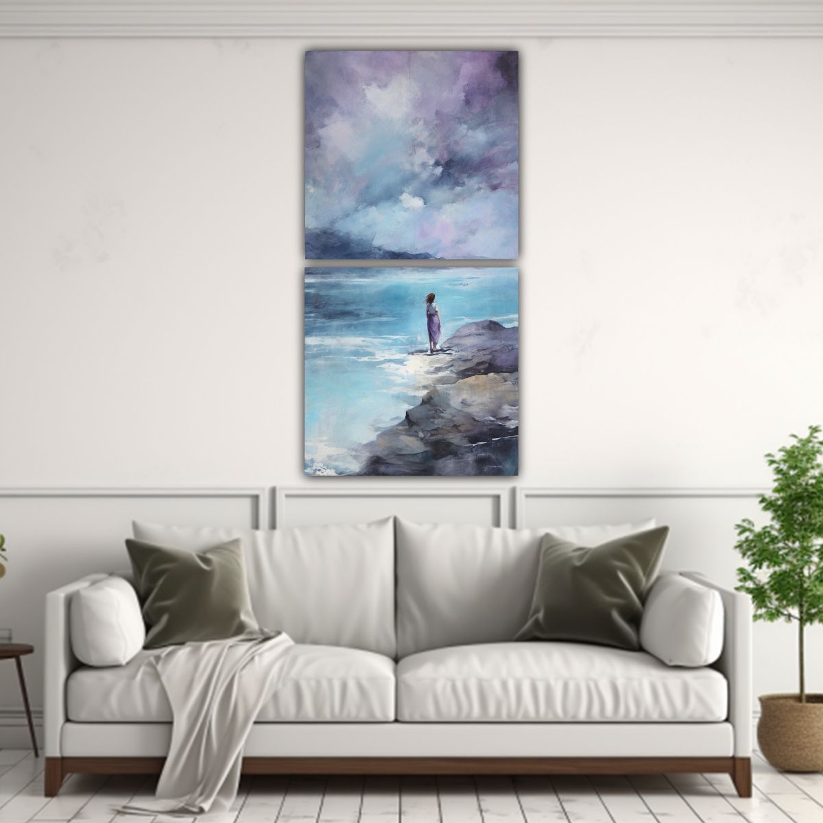 GENERICO - Cuadro Acuarela Personalidad Con Tonos Morados 50x100 Cm