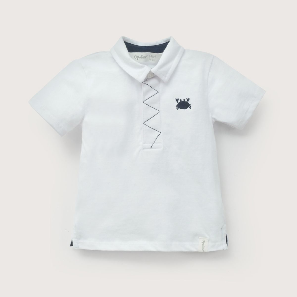 OPALINE - Polera con cuello camisero blanca de niño