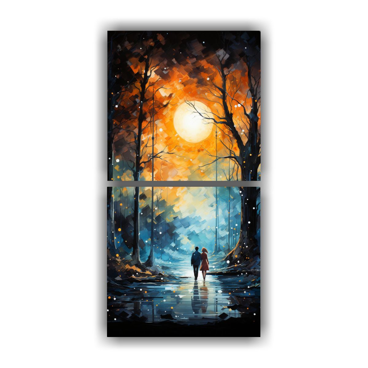GENERICO - Cuadro Acuarela Expresivo De La Noche Que Nos 20x40 Cm