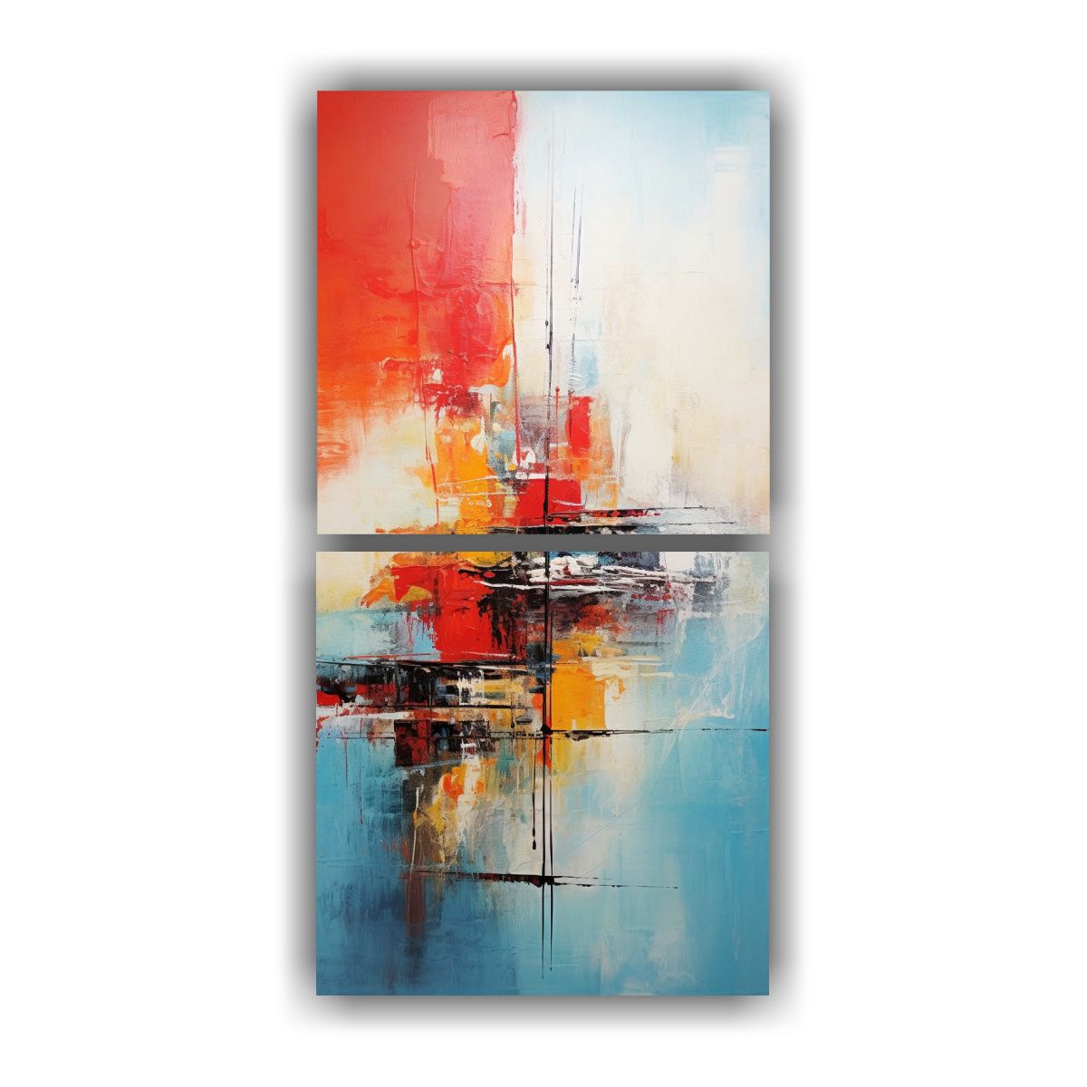 GENERICO - Set 2 Lienzos Tela Concepto Poder Pintura 40x80 Cm