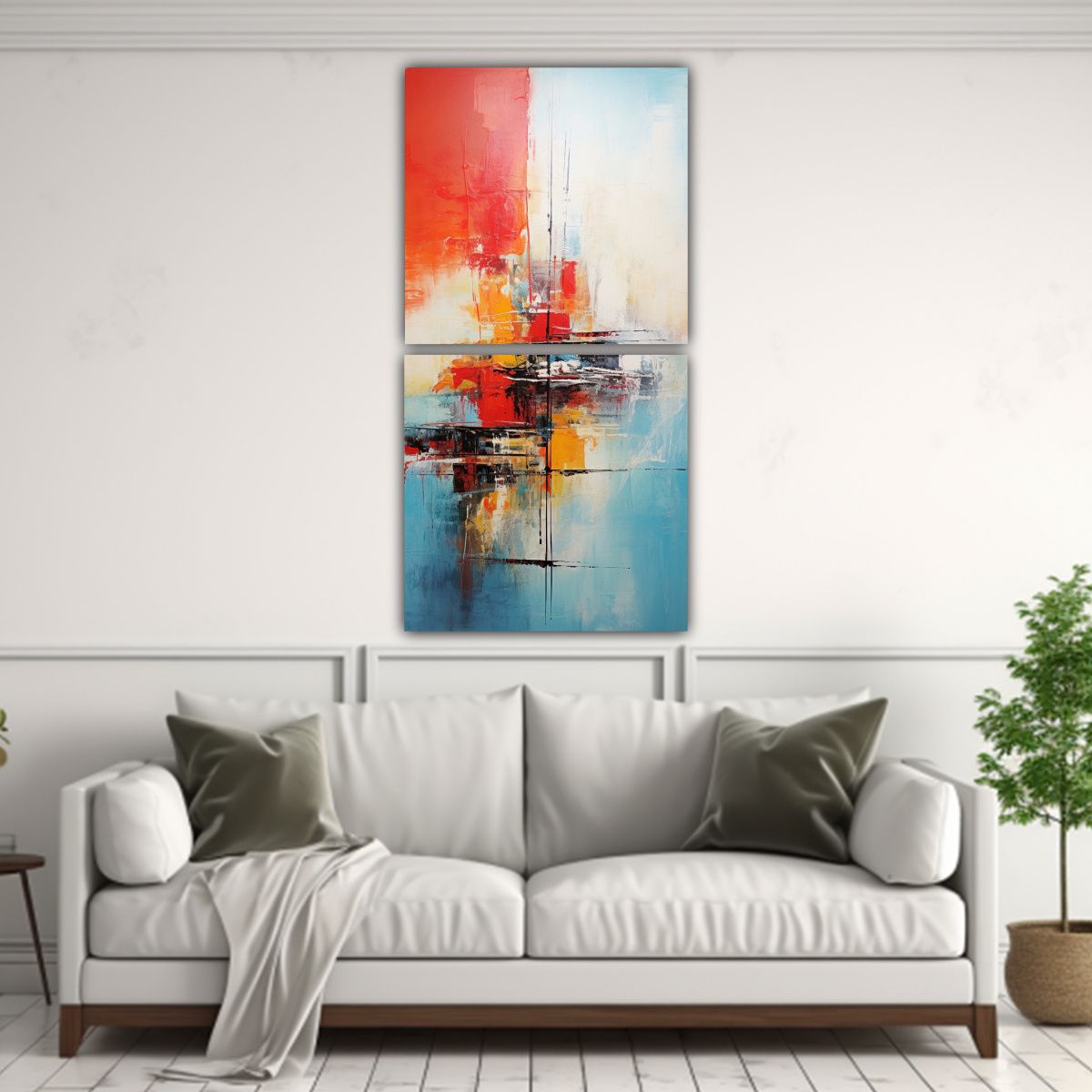 GENERICO - Set 2 Lienzos Tela Concepto Poder Pintura 40x80 Cm