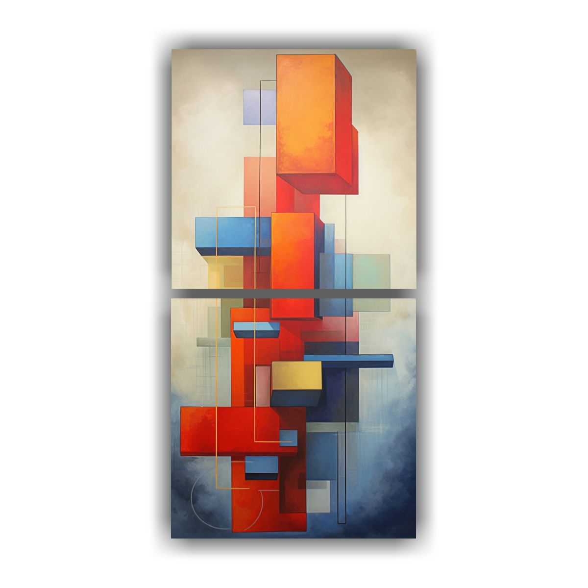 GENERICO - Cuadros Geométricos Adorables De Abstracción 40x80 Cm