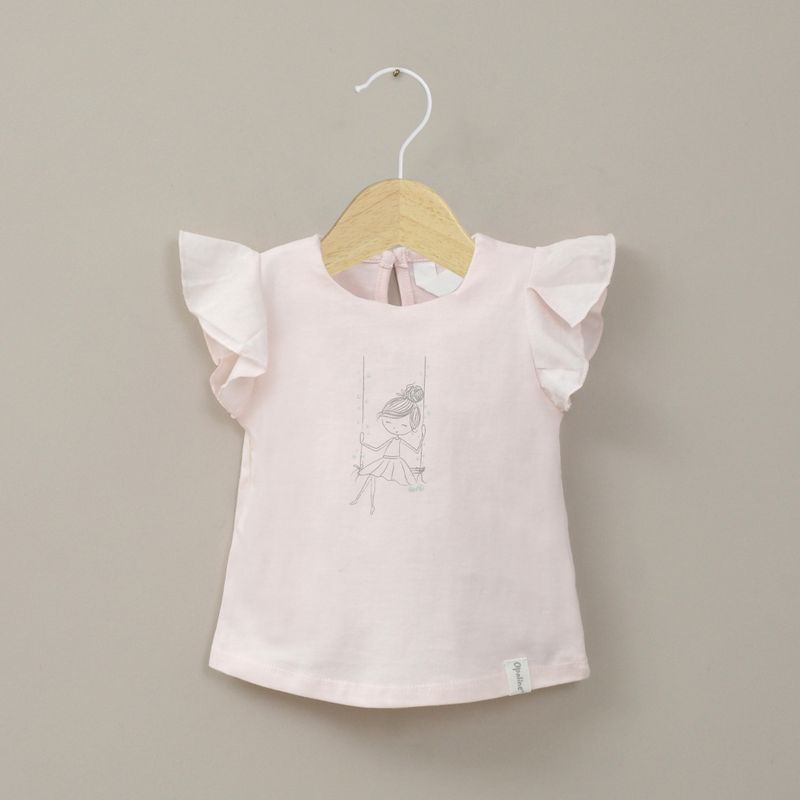 OPALINE - Polera rosada estampada de niña