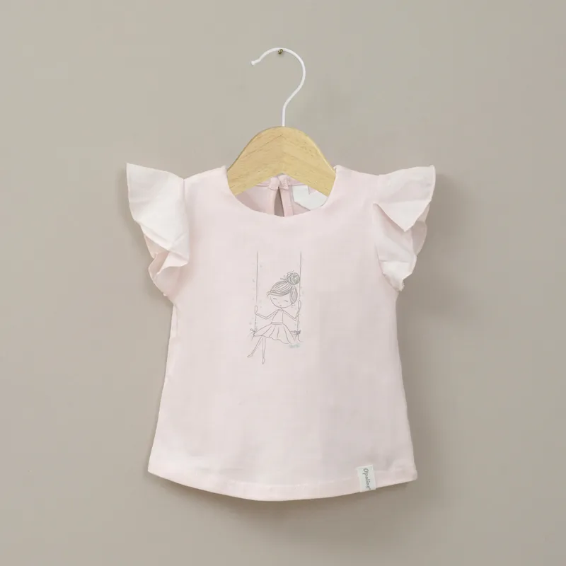 OPALINE - Polera rosada estampada de niña