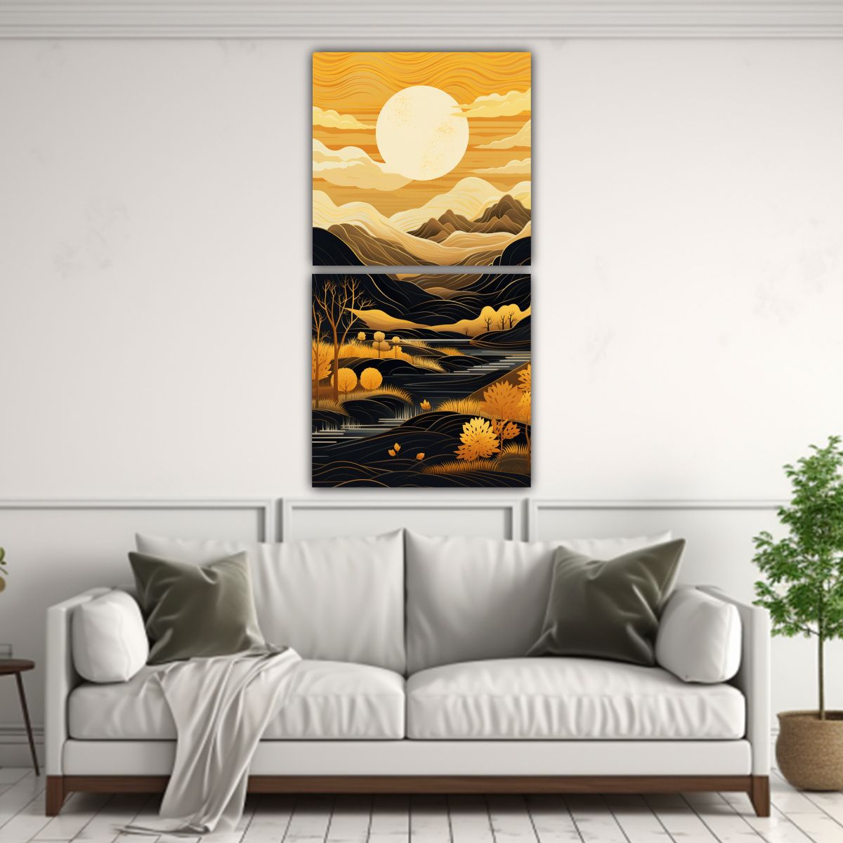 GENERICO - Cuadro Vanguardia Madera Estilo Diseño Gráfico 50x100 Cm