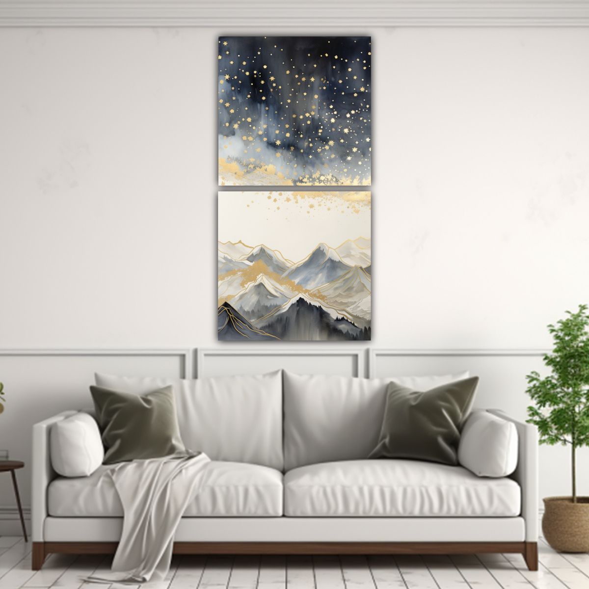 GENERICO - Cuadro Estilo Galería Paisaje De Montaña Con Un 40x80 Cm
