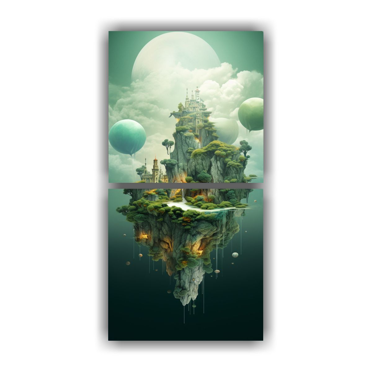 GENERICO - Paisaje Onírico Surrealista Con Islas Flotantes 60x120 Cm