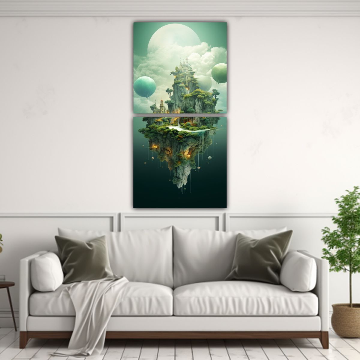 GENERICO - Paisaje Onírico Surrealista Con Islas Flotantes 60x120 Cm