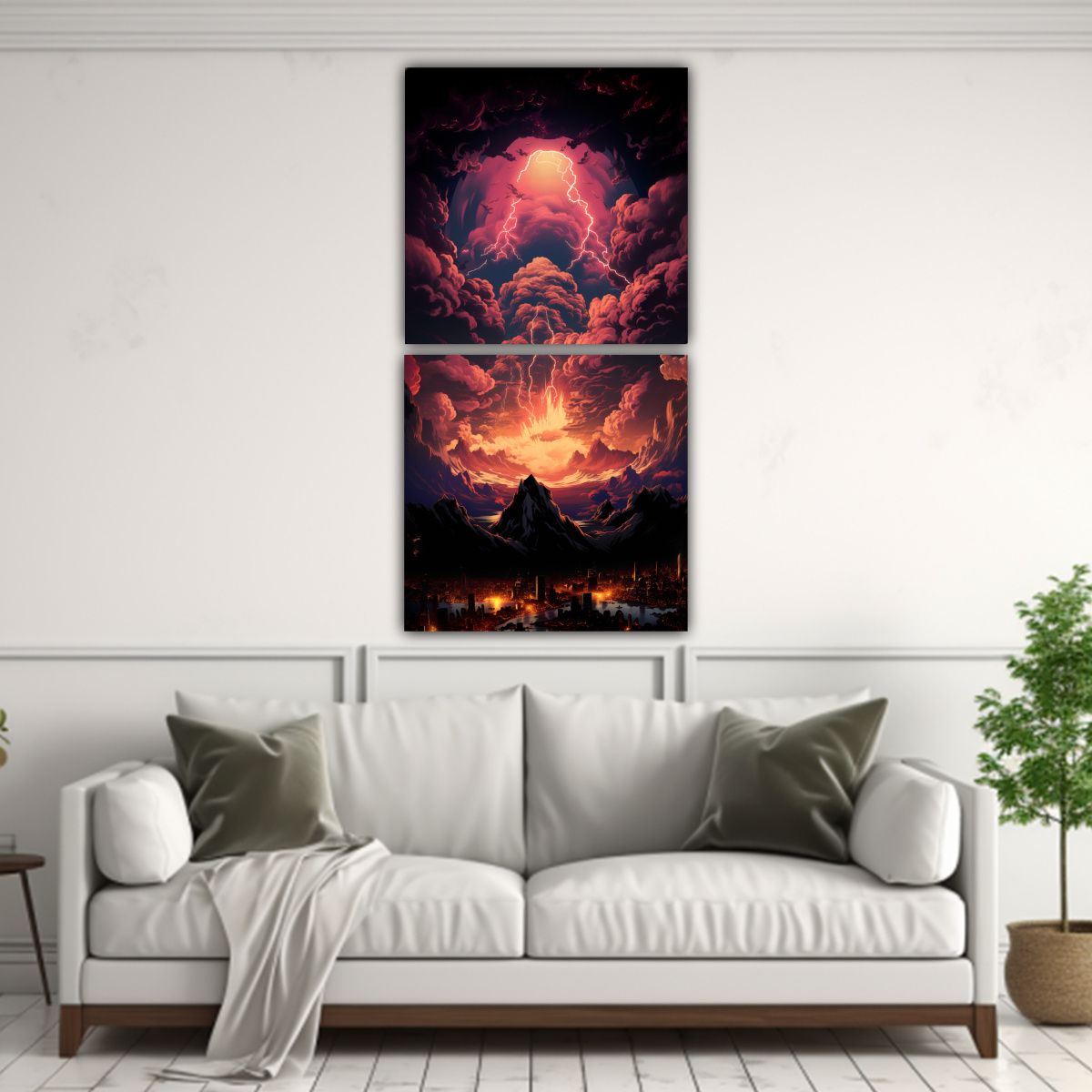 GENERICO - Set De 2 Artes De Pared Enigmático Morning NYC 20x40 Cm