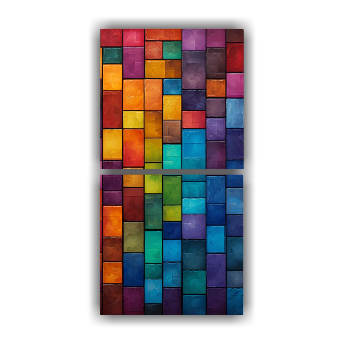 GENERICO - Pintura Abstracta Enigmática De Dos Cuadros Con 20x40 Cm