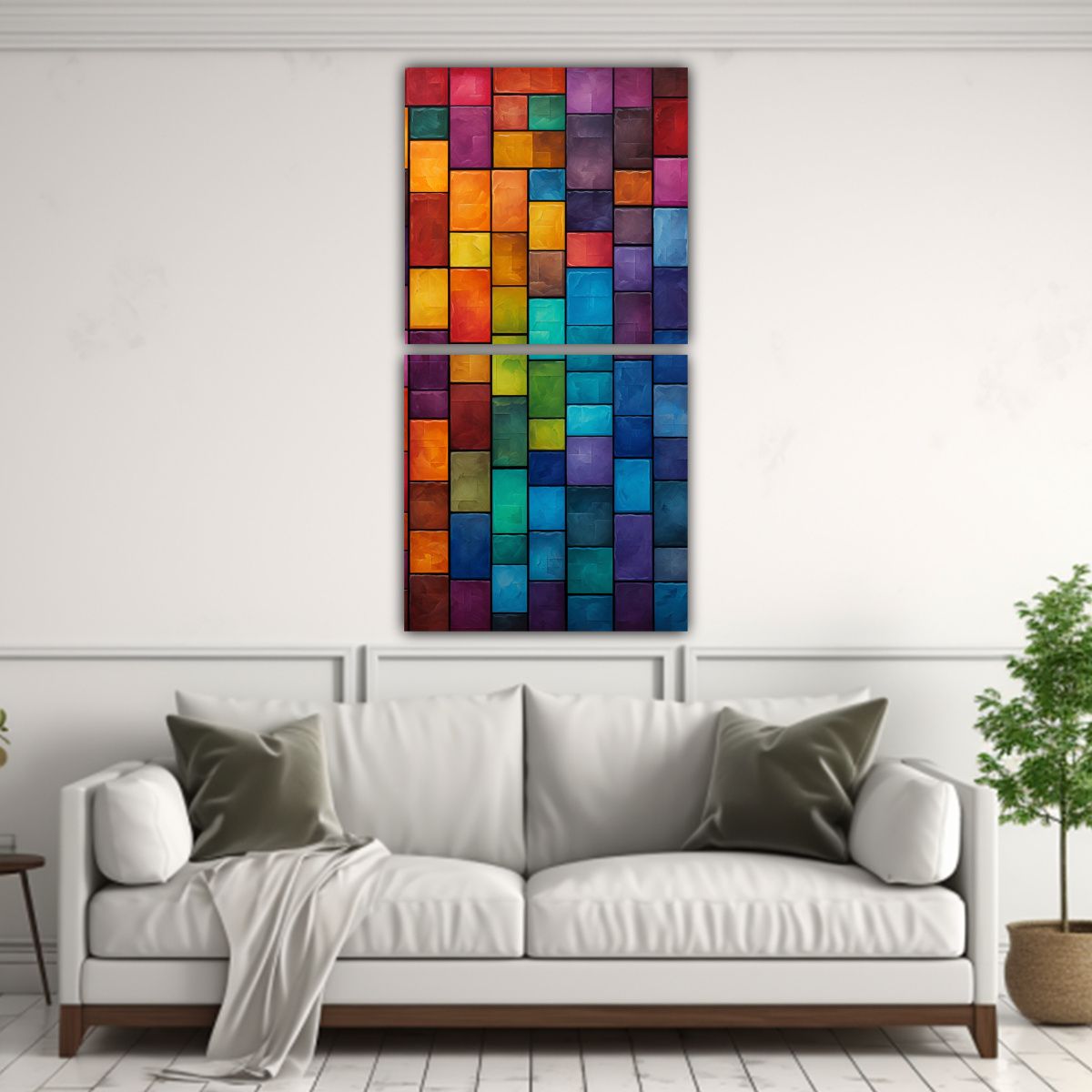 GENERICO - Pintura Abstracta Enigmática De Dos Cuadros Con 20x40 Cm