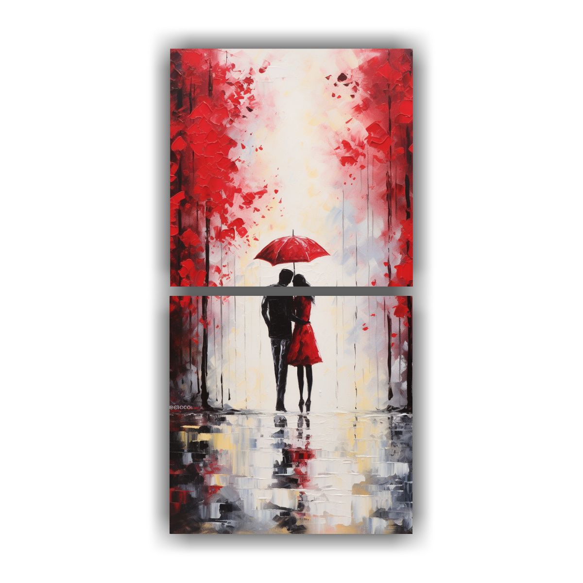 GENERICO - Set 2 Lienzos Tonos Clasico Pareja De Amor Bajo 40x80 Cm