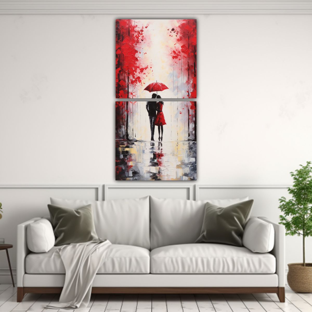 GENERICO - Set 2 Lienzos Tonos Clasico Pareja De Amor Bajo 40x80 Cm