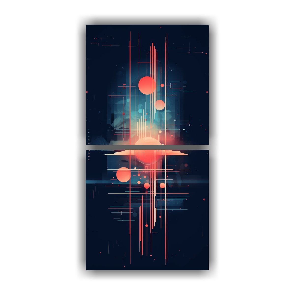 GENERICO - Cuadro Abstracto Estrellado Tecnológico En Tela 20x40 Cm