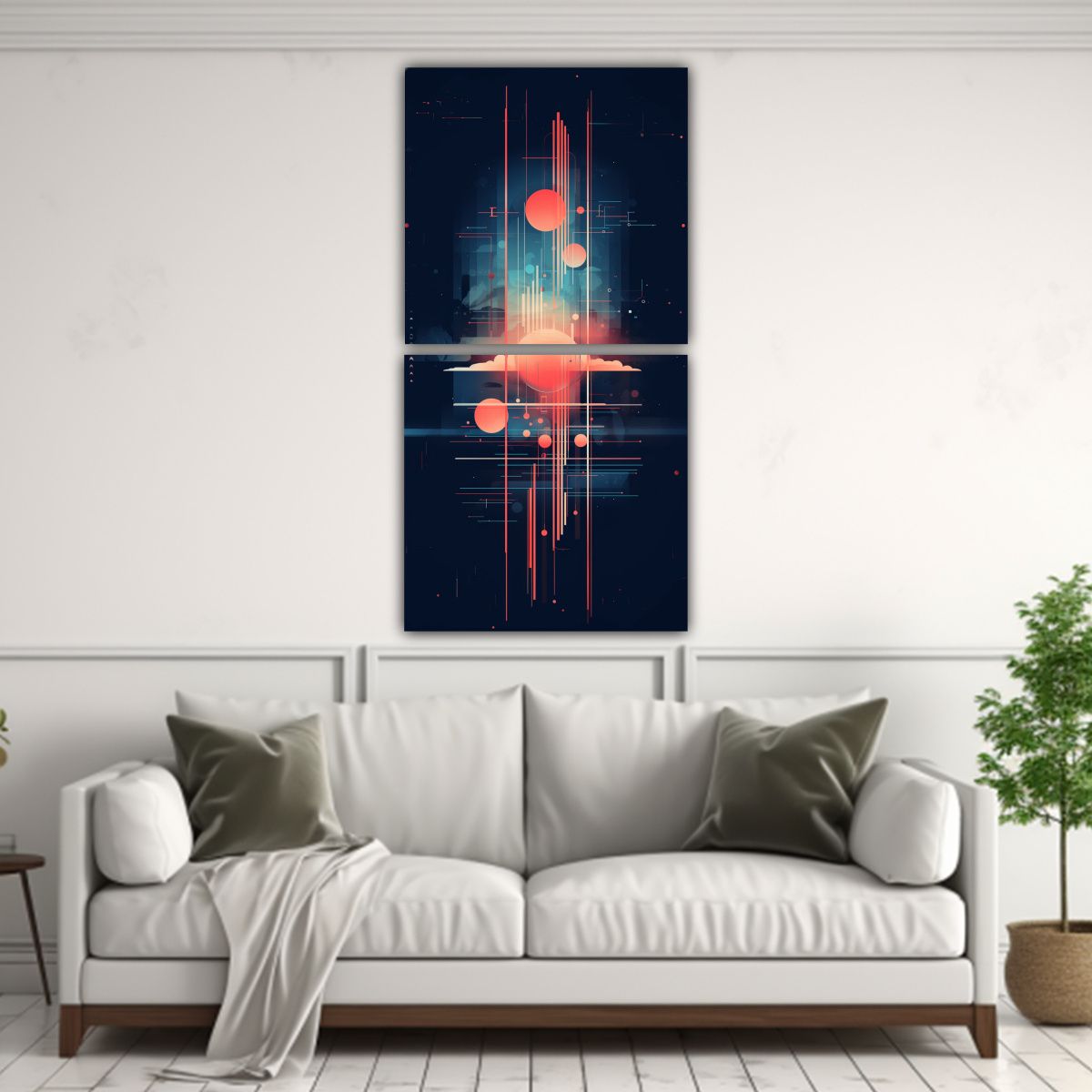 GENERICO - Cuadro Abstracto Estrellado Tecnológico En Tela 20x40 Cm