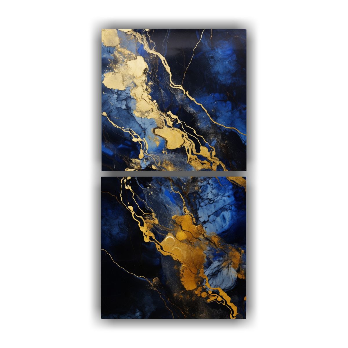 GENERICO - Cuadros Expresión Intenso Patrón Mármol Azul 40x80 Cm