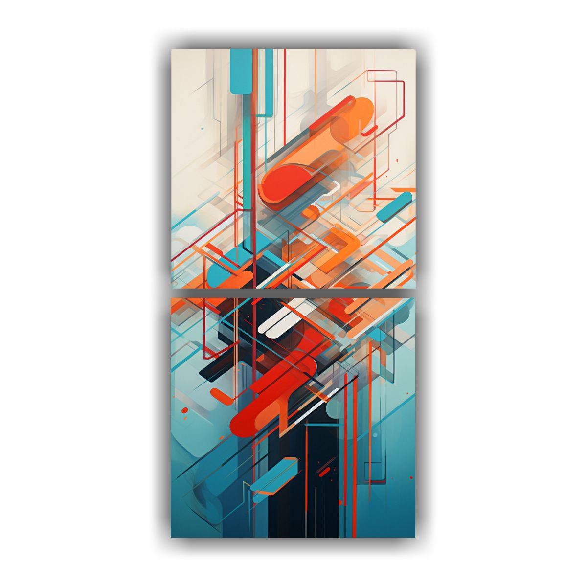 GENERICO - Cuadros Abstractos De Líneas Expresivas 20x40 Cm