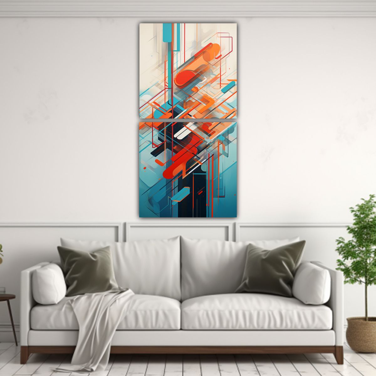 GENERICO - Cuadros Abstractos De Líneas Expresivas 20x40 Cm