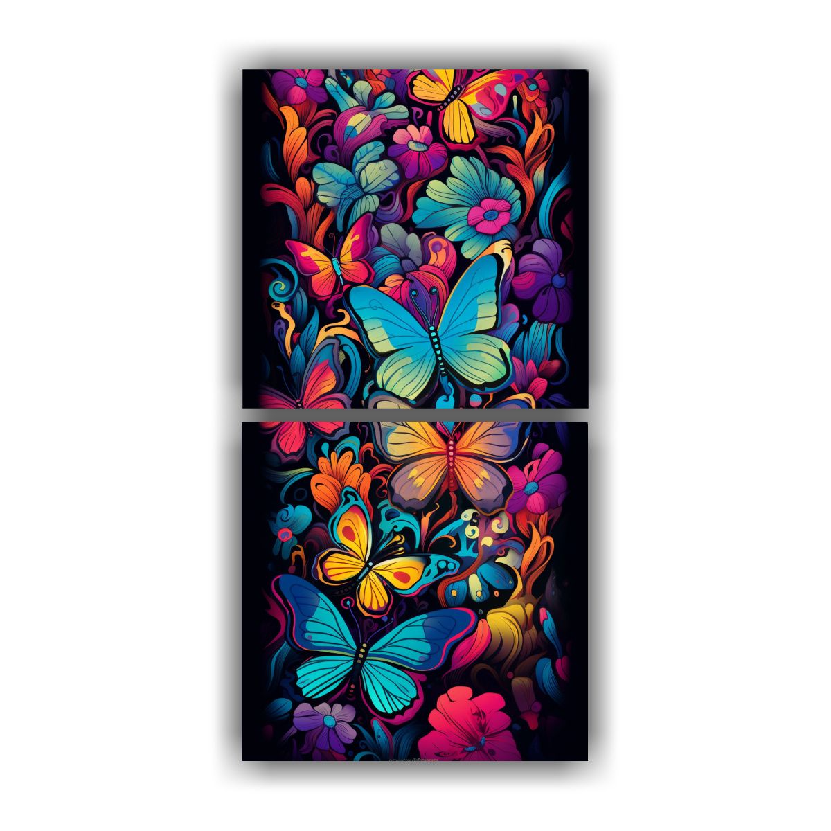 GENERICO - Set 2 Cuadros Bonito Colores Psicodélicos Con 50x100 Cm