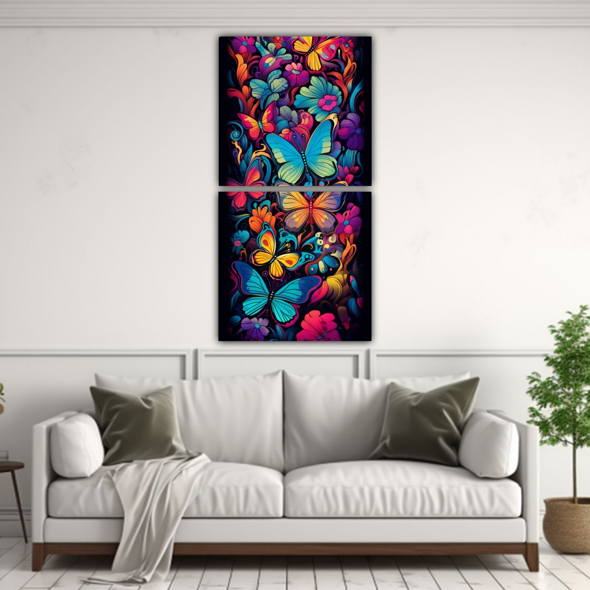 GENERICO - Set 2 Cuadros Bonito Colores Psicodélicos Con 50x100 Cm