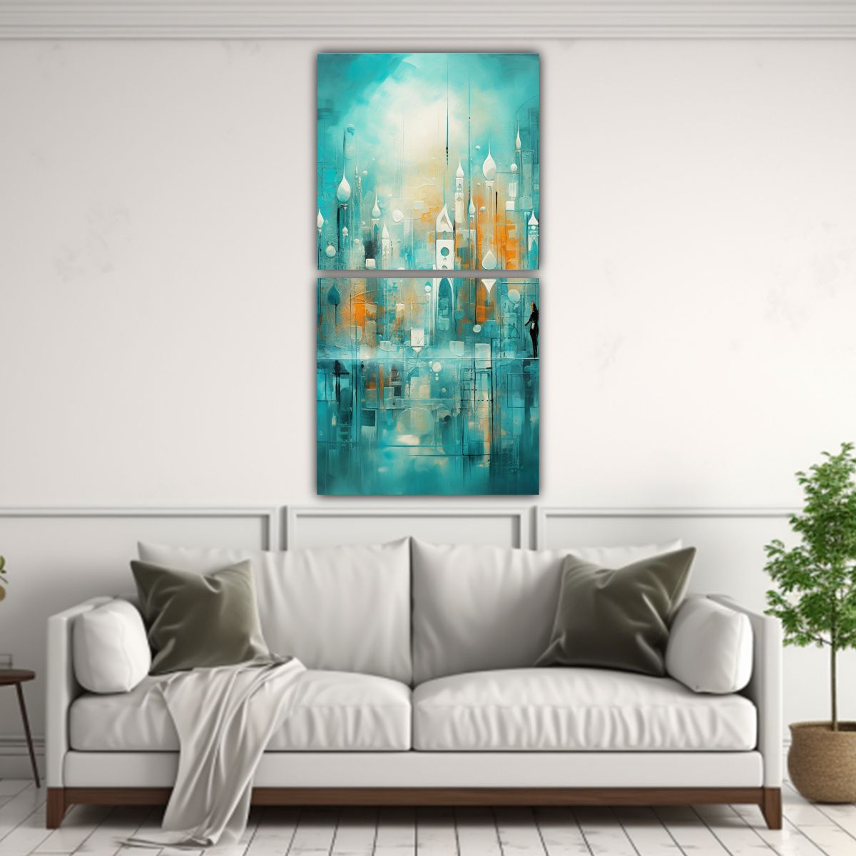 GENERICO - Cuadro Vanguardia Hogar Deco Turquesa 40x80 Cm