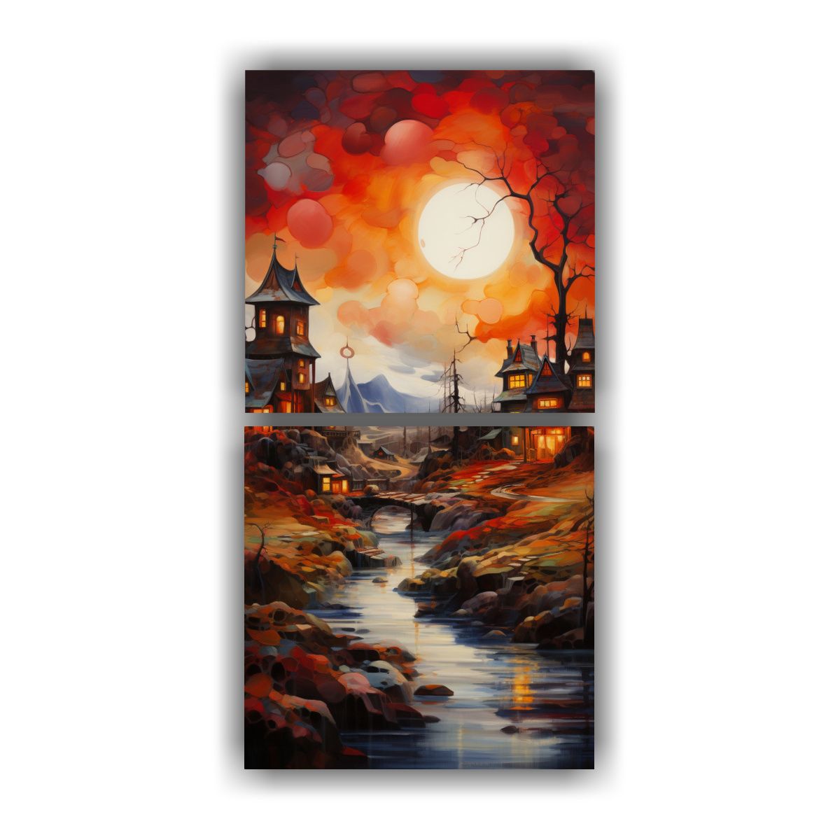 GENERICO - Pinturas Paisajes Abstractos En Bastidor Impreso 60x120 Cm