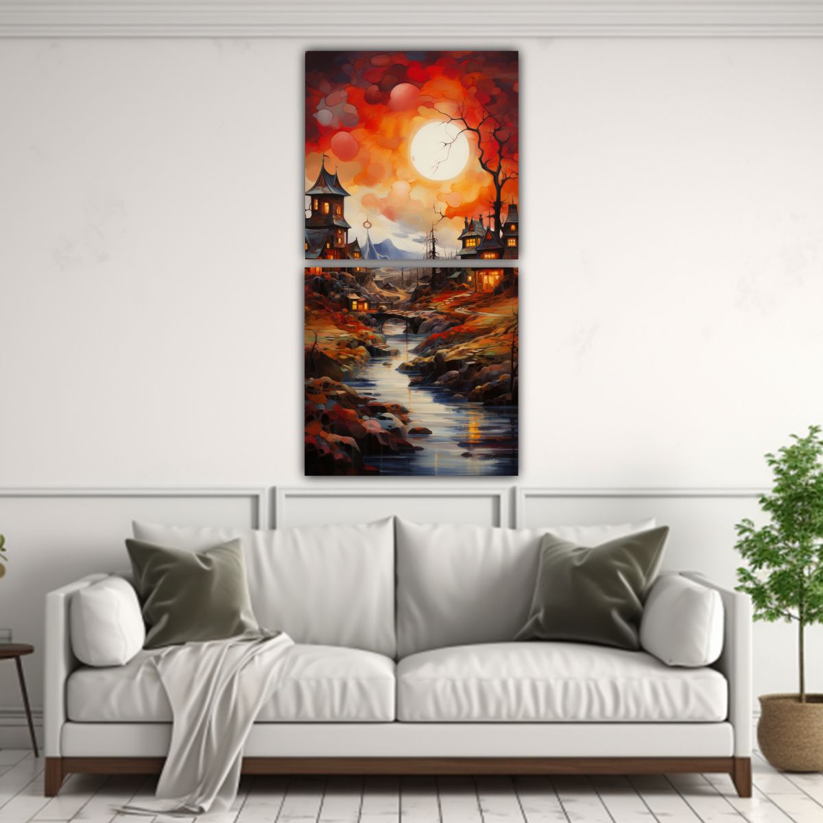 GENERICO - Pinturas Paisajes Abstractos En Bastidor Impreso 60x120 Cm