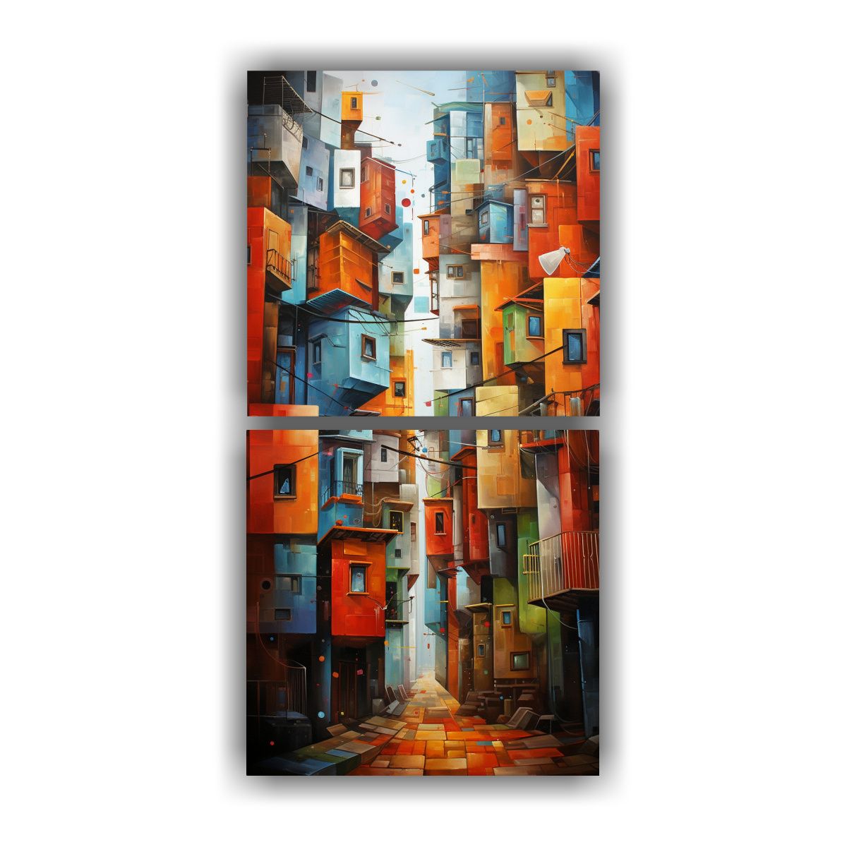 GENERICO - Conjunto Cuadros Calientes Simetría Pinturas 50x100 Cm