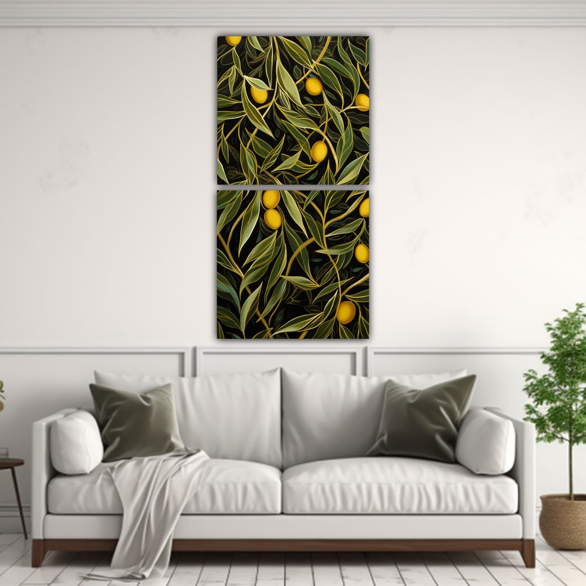 GENERICO - Lienzos Estilo Galeria Patrones Oliva Y Dorados 50x100 Cm